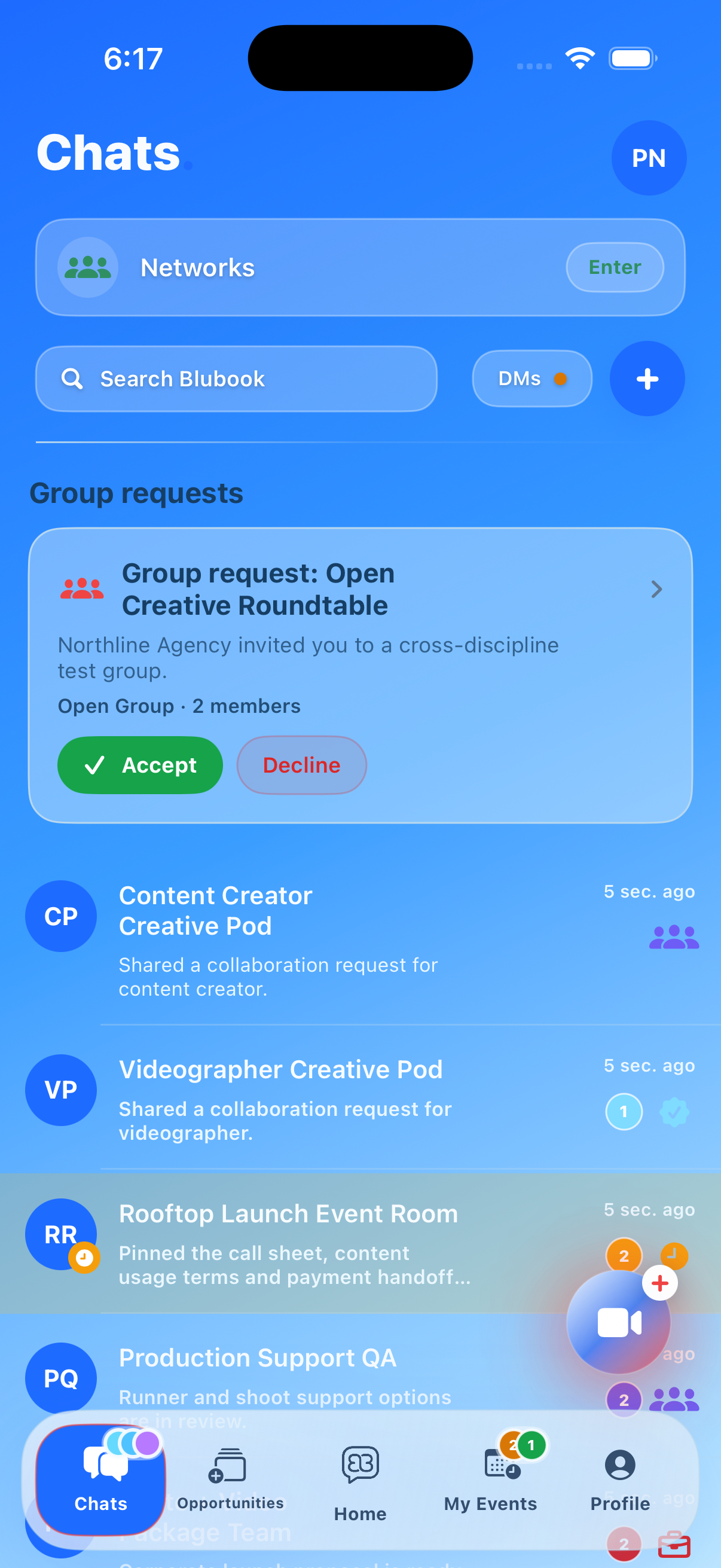 Blubook chats list